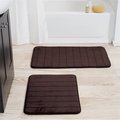 Lavish Home Lavish Home 67-16-C 2 Piece Memory Foam Striped Bath Mat Set - Chocolate 67-16-C